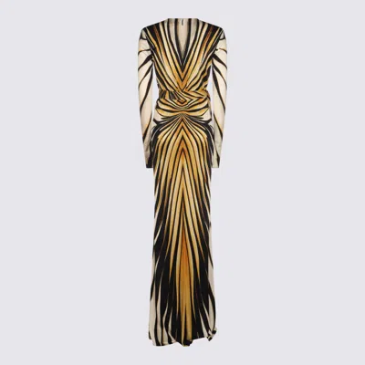 Roberto Cavalli Knee Length Dress With V-neckline And Bold Print