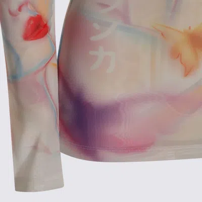 Casablanca Artistic Sleeve Print With Sheer High Neck In Multi