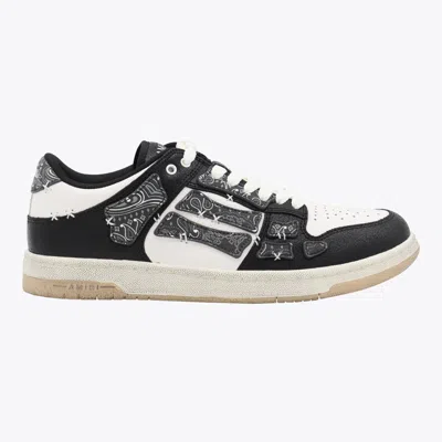 Amiri Skel Top Black Low Top Sneakers With Logo Patch On The Tongue And Logo Lettering On The Heel In Leat