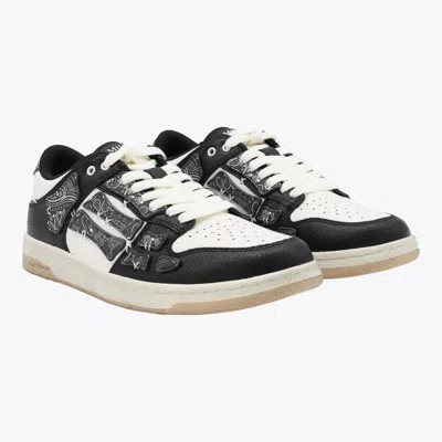 Amiri Skel Top Black Low Top Sneakers With Logo Patch On The Tongue And Logo Lettering On The Heel In Leat
