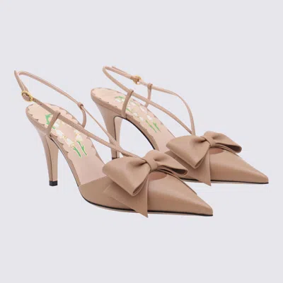 Valentino Garavani Valentino Bowow 85 Leather Slingback Pump In Brown