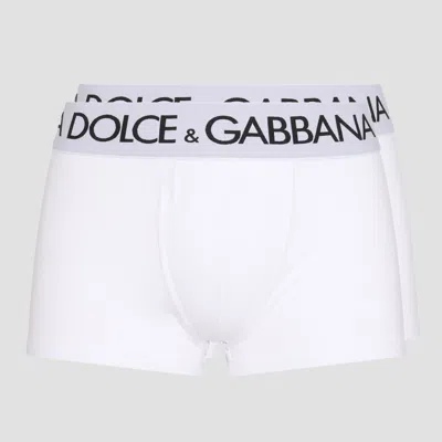 Dolce & Gabbana White Boxer Briefs With Branded Waistband In Stretch Cotton In White