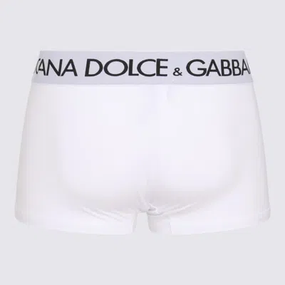 Dolce & Gabbana White Boxer Briefs With Branded Waistband In Stretch Cotton In White