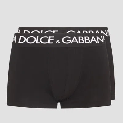 Dolce & Gabbana Logo-waist Cotton Boxer Briefs In Black