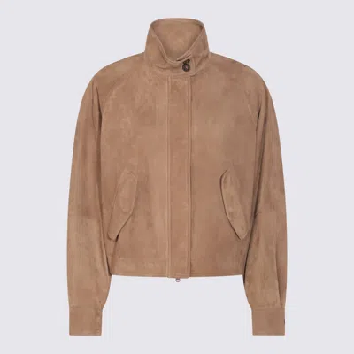 Brunello Cucinelli Brown Leather Jacket