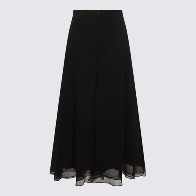 Brunello Cucinelli Black Silk Midi Skirt