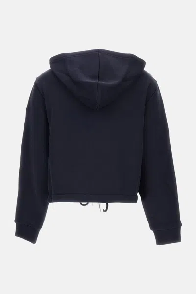 Moncler Logo Patch Zip-up Hoodie In Blue