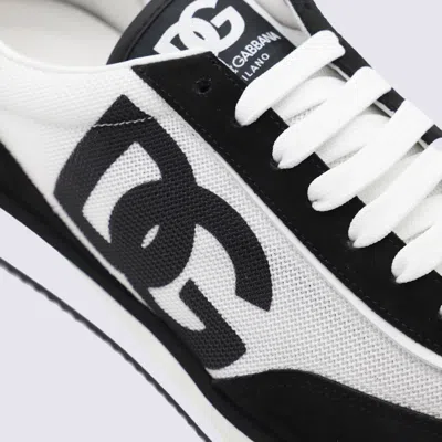Dolce & Gabbana Aria White And Black Running Sneakers With Logo Detail In Suede And Tech Fabric Man In Multi