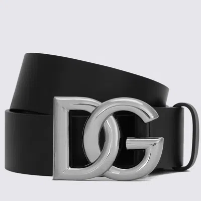 Dolce & Gabbana Leather Belt With Dg Logo Buckle