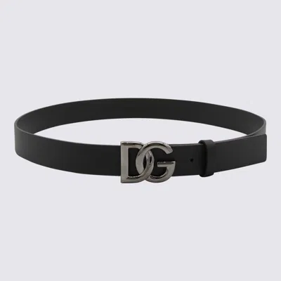 Dolce & Gabbana Leather Belt With Dg Logo Buckle
