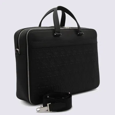 Ferragamo Black Leather Business Gancini Top Handle Bag