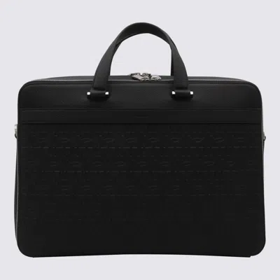 Ferragamo Black Leather Business Gancini Top Handle Bag