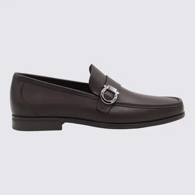Ferragamo Loafers Metal Buckle Detail Round Toe In Brown