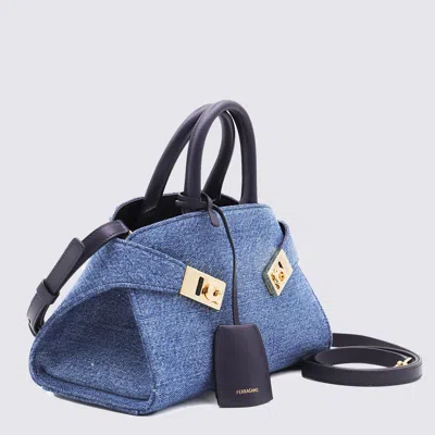 Ferragamo Denim Leather Hug Mini Top Handle Bag