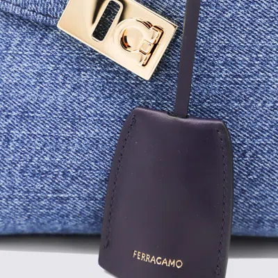 Ferragamo Denim Leather Hug Mini Top Handle Bag