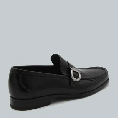 Ferragamo Caspian Leather Gancini Loafers In Black