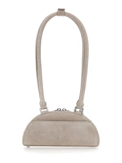 Self-portrait Grey Suede Mini Shoulder Bag With Charm