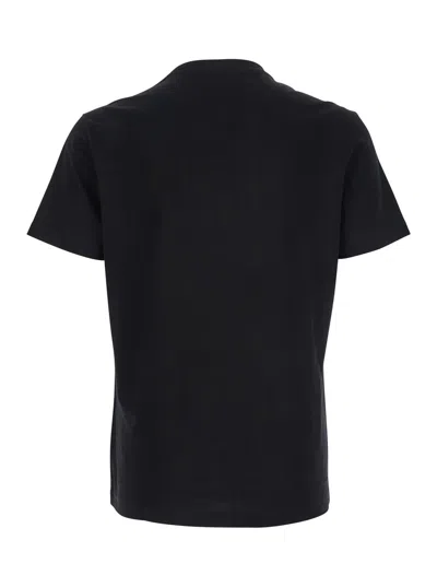 Versace Black Crewneck T-shirt With Medusa Embroidery On The Front In Black