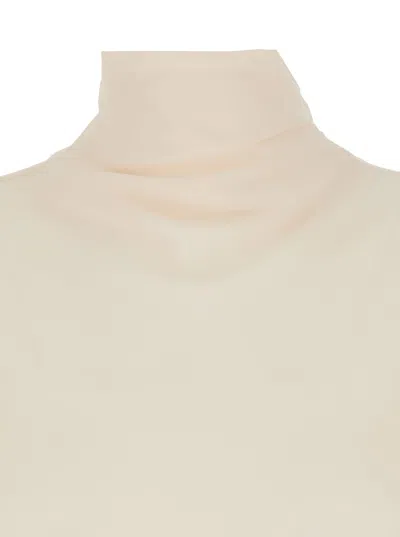 Semicouture Crepe De Chine High Neck Blouse In White