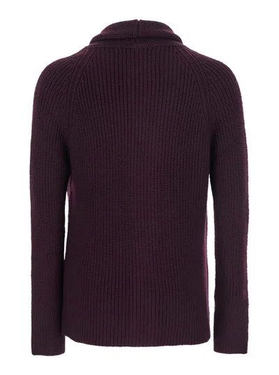 Tagliatore Bordeaux Knit Cardigan With V Neck In Purple