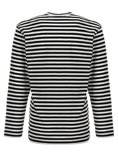 Comme Des Garçons Play Heart-patch Striped Cotton T-shirt