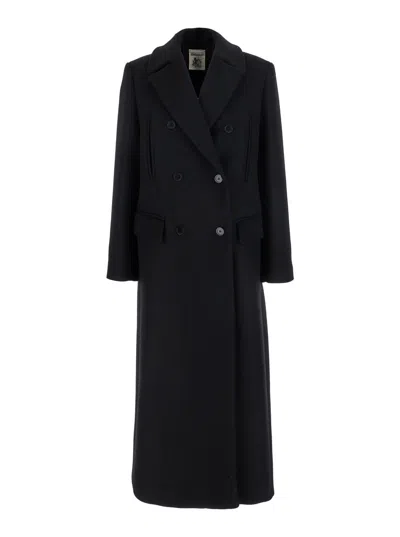 Semicouture Double-breasted Wool Coat In Black