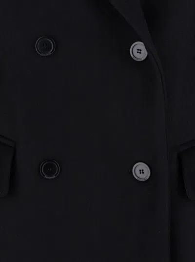Semicouture Double-breasted Wool Coat In Black