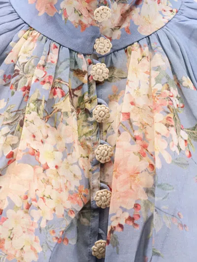 Zimmermann Womens Cascadian Billow Floral Woven Blouse Teal Blue Botanical