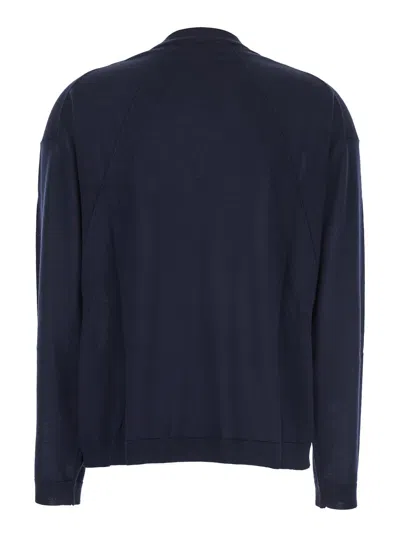 Semicouture V Neck Wool Pull In Blue