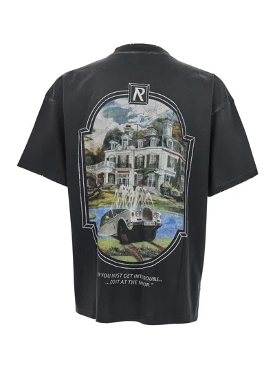 Represent 'revere Manor' Black T-shirt With Logo Lettering On The Front And Maxi Print On The Rear