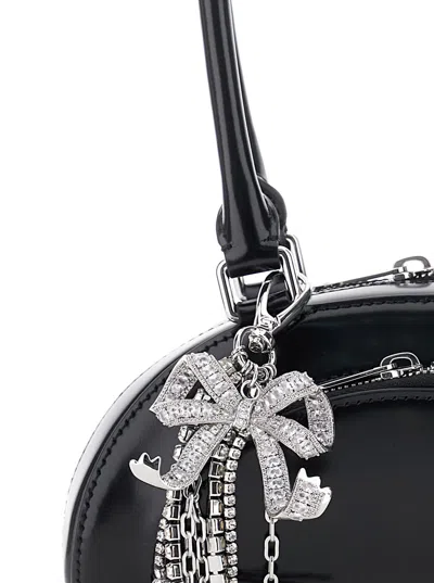Self-portrait Black Leather Mini Shoulder Bag With Charm