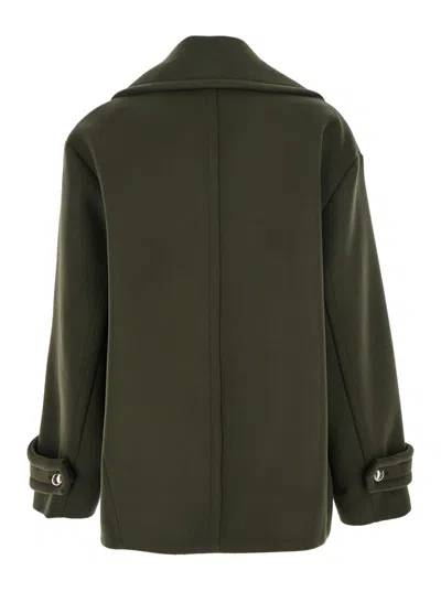 Semicouture Double-breasted Button Peacoat In Green