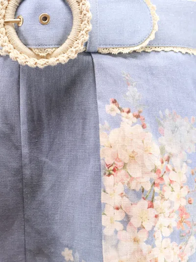 Zimmermann Womens Cascadian Tuck Floral Linen Shorts Teal Blue Botanical