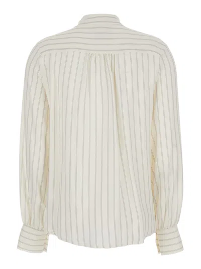 Semicouture Striped Crepe De Chine Shirt In White