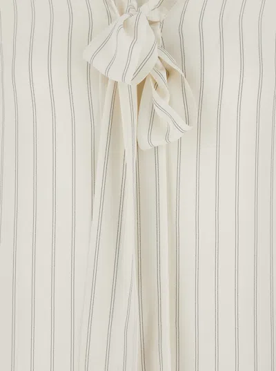 Semicouture Striped Crepe De Chine Shirt In White