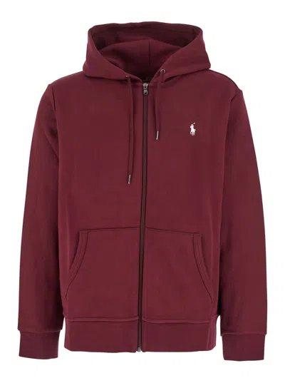Polo Ralph Lauren Long Sleeve Zip-up Sweatshirt In Red