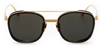 Linda Farrow Varo - Yellow Gold / Black / Grey Lens Sunglasses