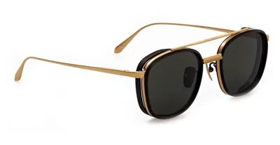 Linda Farrow Varo - Yellow Gold / Black / Grey Lens Sunglasses