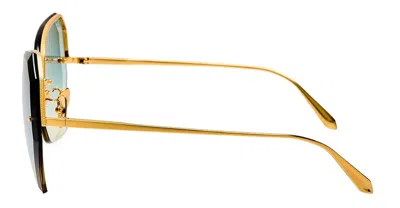 Linda Farrow Lila - Yellow Gold / Aqua Sunglasses