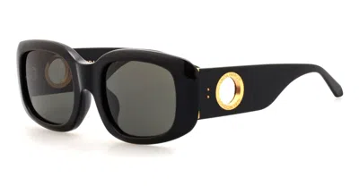 Linda Farrow Celeste - Black / Yellow Gold Sunglasses