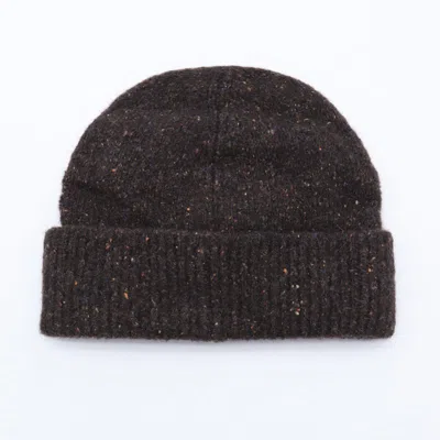 Brunello Cucinelli Ribbed Cuff Speckled Texture Hats In Brown