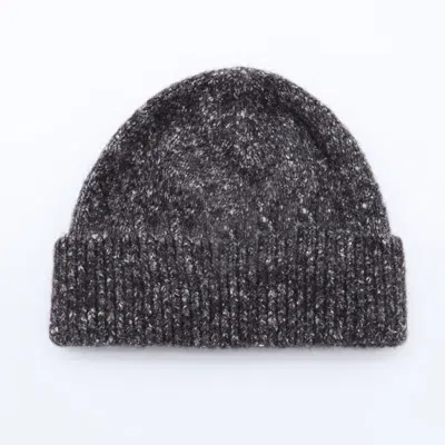 Brunello Cucinelli Folded Brim Speckled Knit Ribbed Cuff Hat