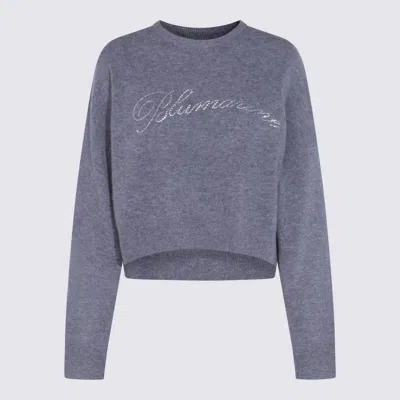Blumarine Crystal-embellished Wool Sweater In Blue
