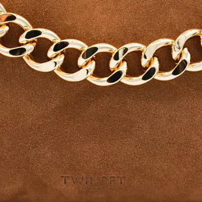 Twinset Rectangular Suede Chain Strap Single Handle In Brown
