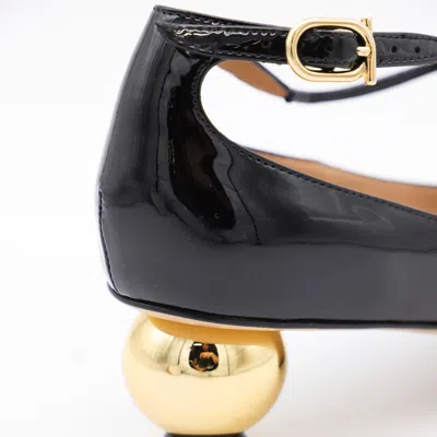 Ferragamo Round Toe T-bar Strap Gold Heel