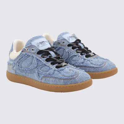 Ganni Low Top Denim Embroidered Sneakers Rubber Sole