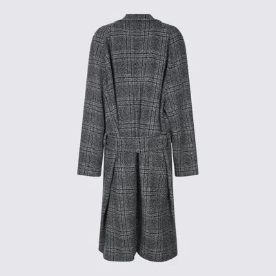 Balenciaga Black And Grey Wool Raglan Coat