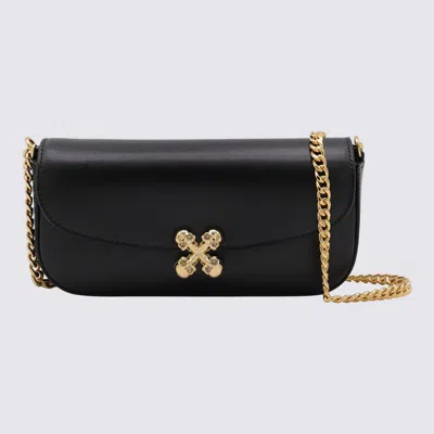Alexander Mcqueen Black Leather Skull Flower Small Shoulder Bag In Animal Print