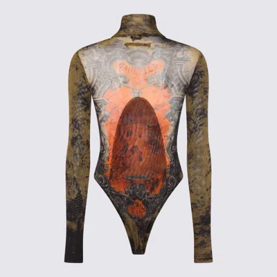 Jean Paul Gaultier Mesh Body Open Back Printed Medaillon Woman Multicolor