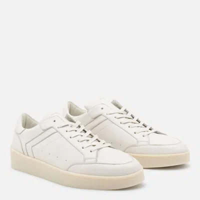 Canali White Leather Sneakers In Neutral